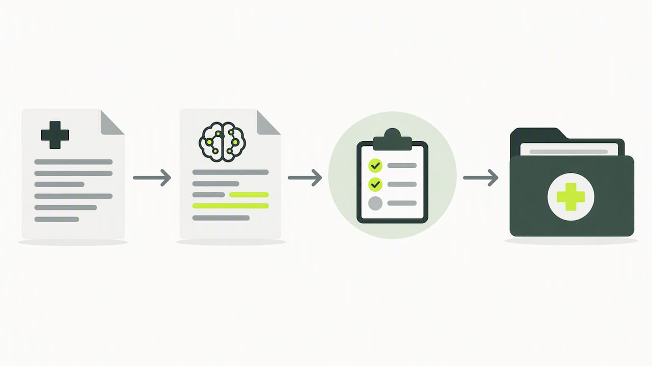 Clinician review between AI output and record
